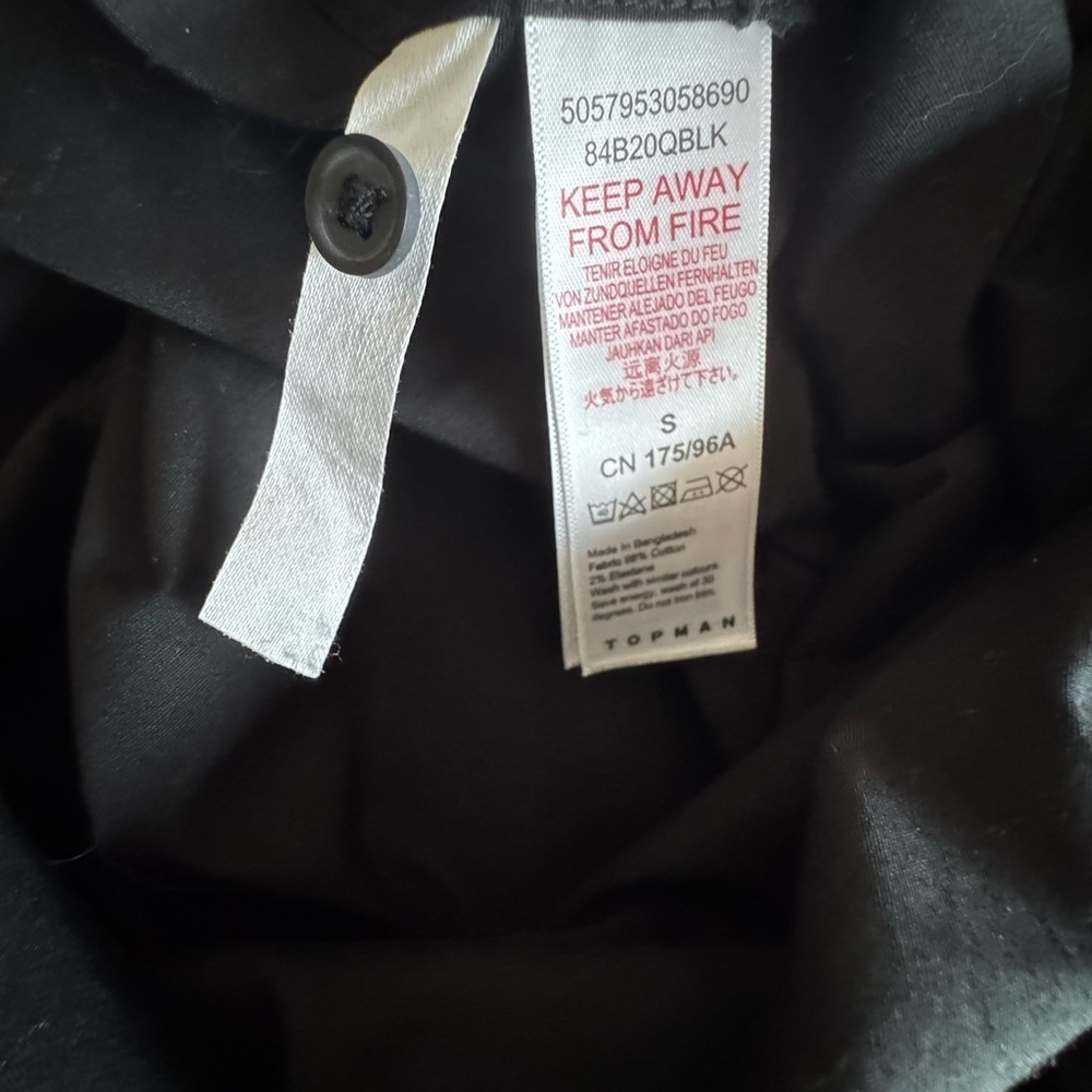 Topman Short Sleeve Button Down Slim Fit Shirt Size Small Black - Picture 4 of 6